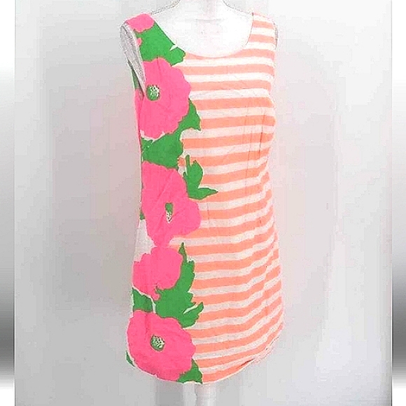 LILLY PULITZER Delia Floral Stripe Scoop Neck Sleeveless Shift Dress EUC - Picture 6 of 12